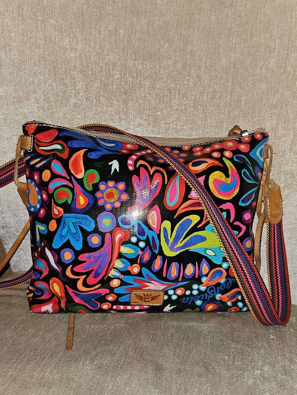 Consuela Sophie Downtown Desigual Multicolor Floral-Print Black Crossbody Bag
